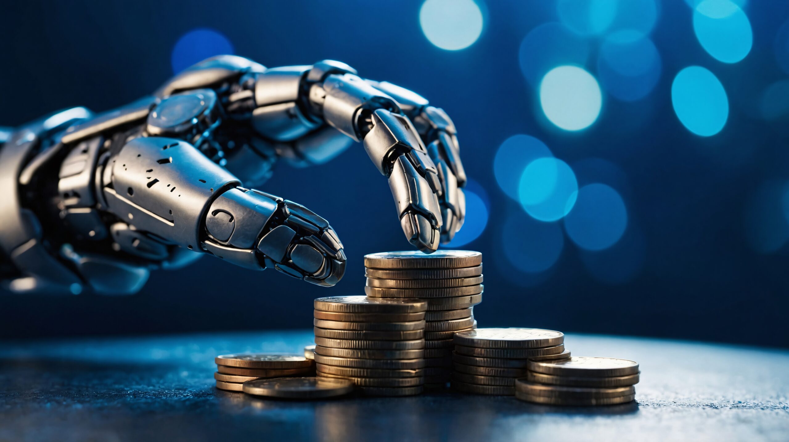 futuristic robot interacting with money 1 scaled