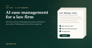 Cover “AI case management for a law firm” by Digital Agent with a draft reply and checks before approval