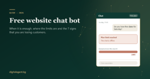 Cover “Free website chat bot” by Digital Agent with a chat window whose free limit has run out
