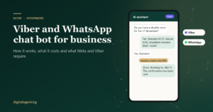 Cover “Viber and WhatsApp chat bot for business” by Digital Agent with a sample booking conversation